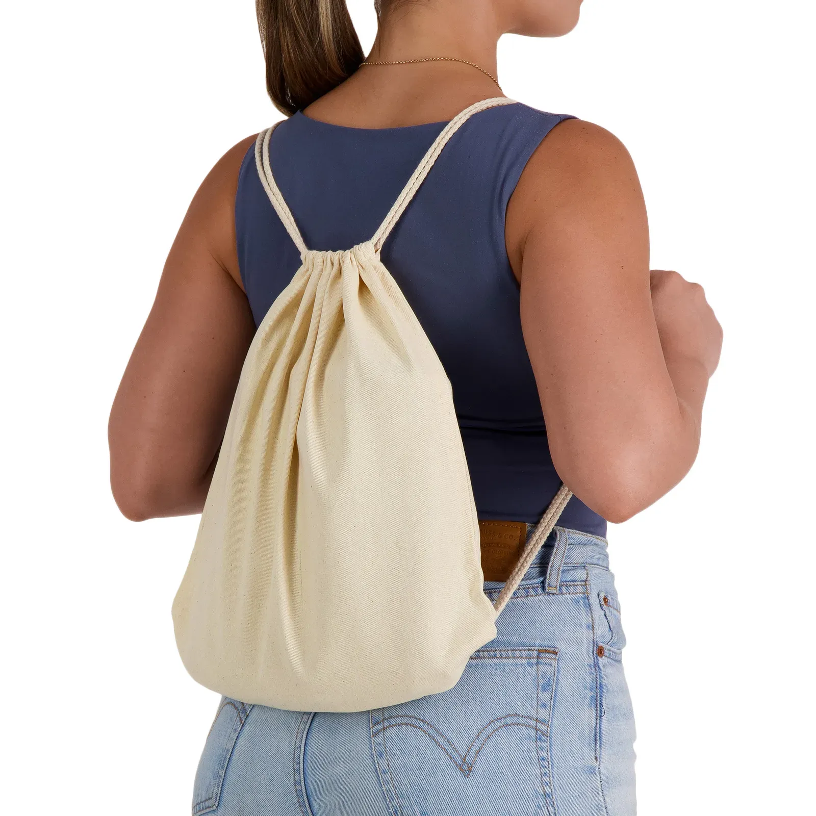 Library Back Pack Calico Drawstring Library Backpack | Promovision NZ | Promovision