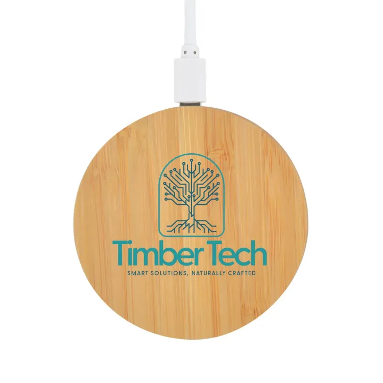 Arc Round Bamboo Wireless Charger  - Digital Print