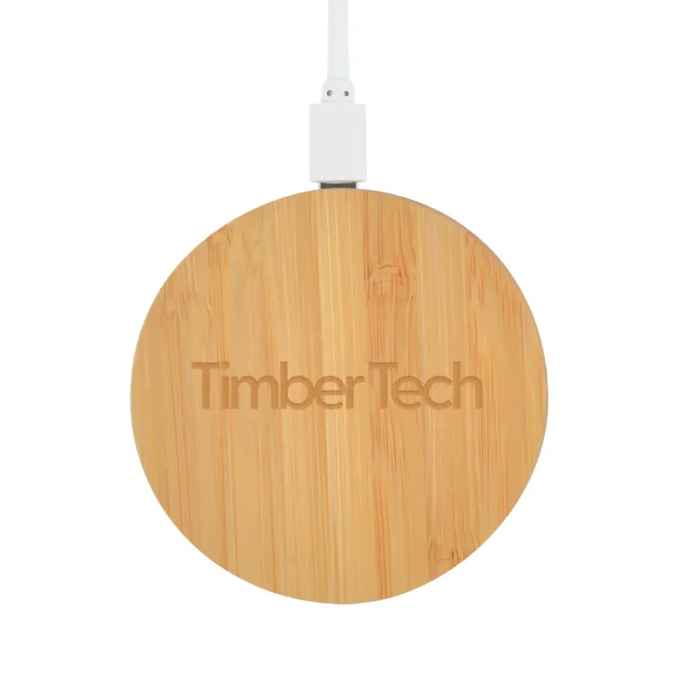 Arc Round Bamboo Wireless Charger  - Laser Engraved