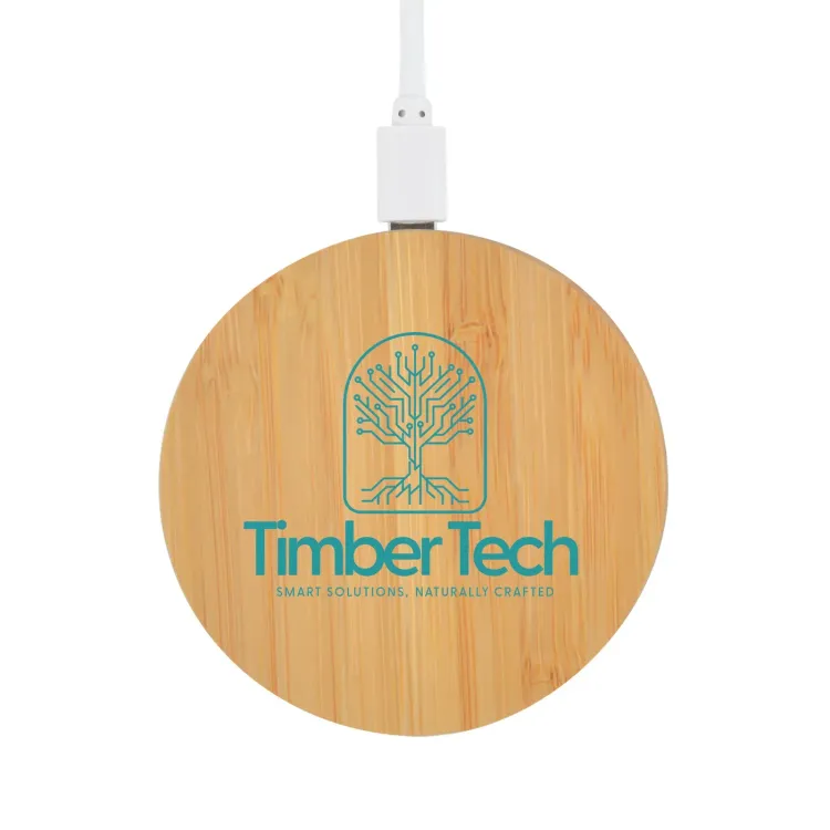 Arc Round Bamboo Wireless Charger  - Pad Print