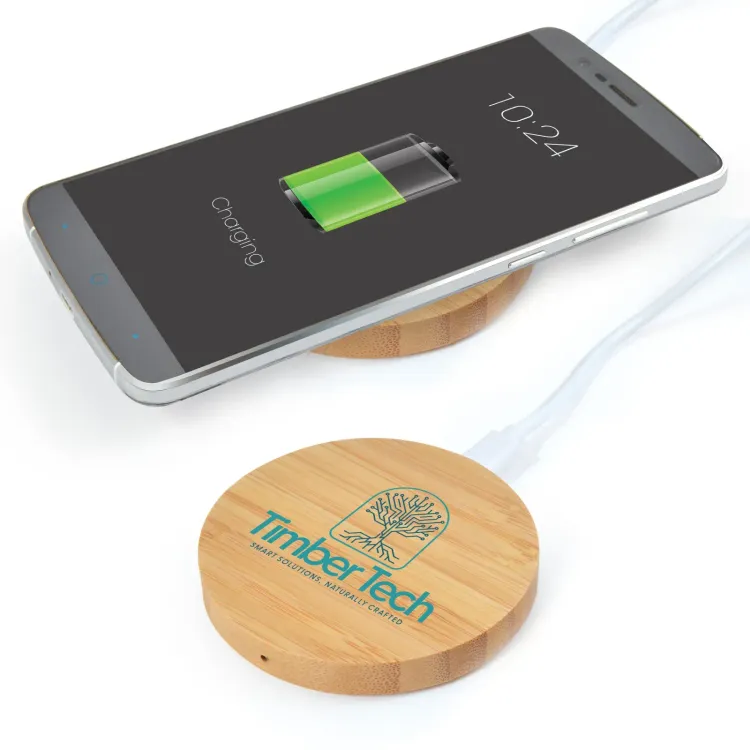 Arc Round Bamboo Wireless Charger  - Arc Round Bamboo Wireless Charger 