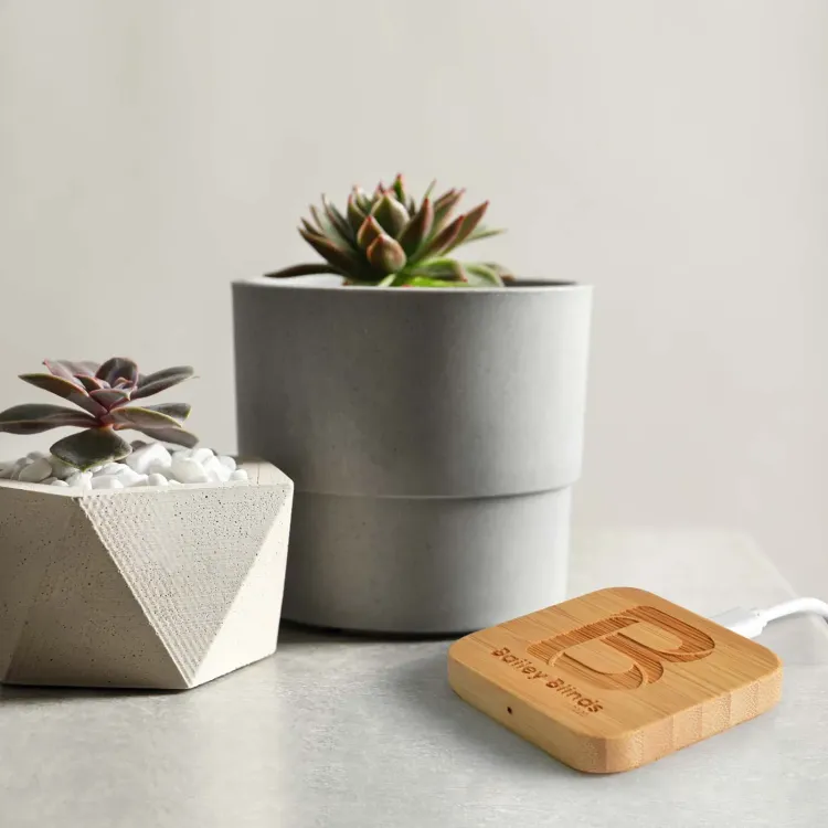 Arc Square Bamboo Wireless Charger - Lifestyle