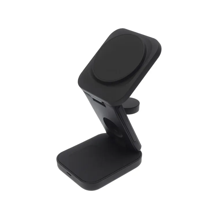 Spartan 3-in-1 Wireless Charger - Side Profile Black