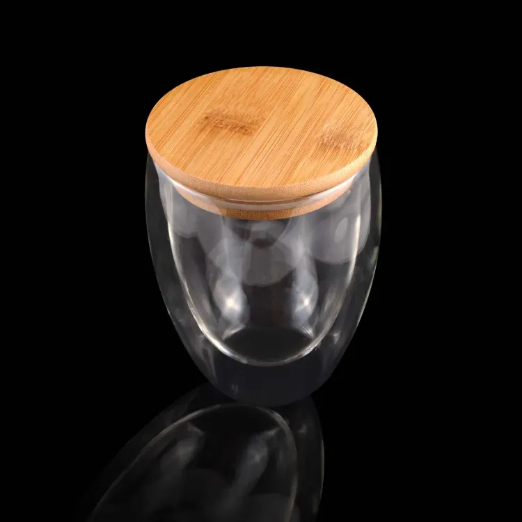 Sierra 350ml Double Wall Glass Cup - WIth Optional Bamboo Lid