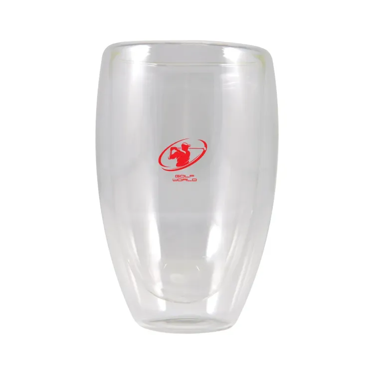 Sierra 450ml Double Wall Glass Cup - White background