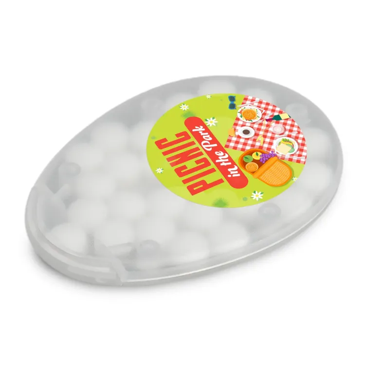 Egg Shape Sugar Free Breath Mints - Circle Label