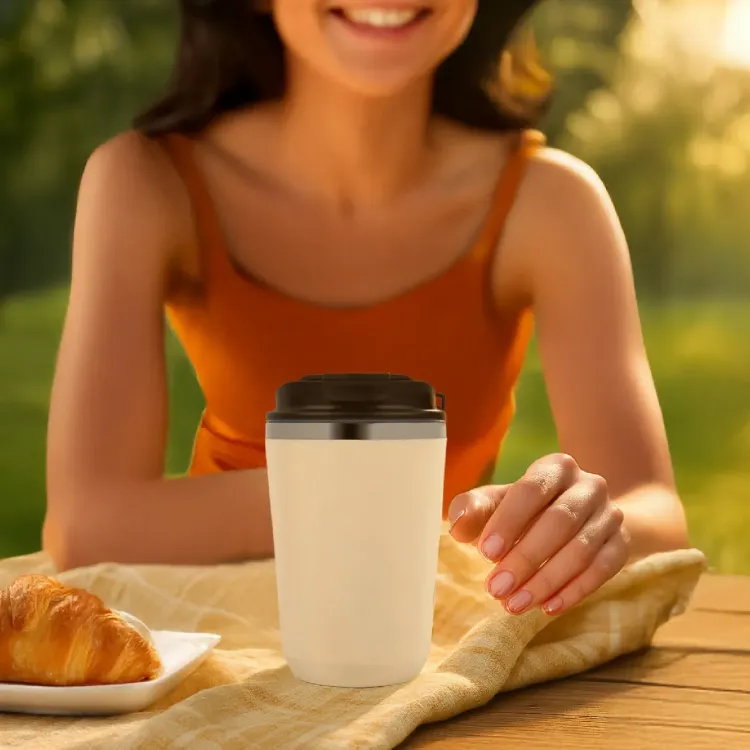 Heron Double Wall Coffee Cup - Lifestyle