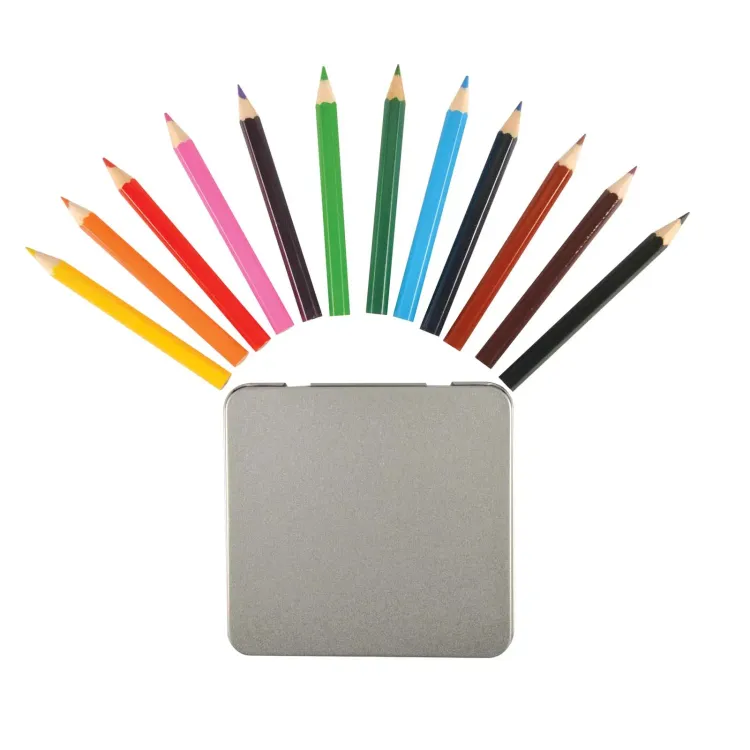 Doodle 12 Pencils in Tin - Above Open Pencils Out