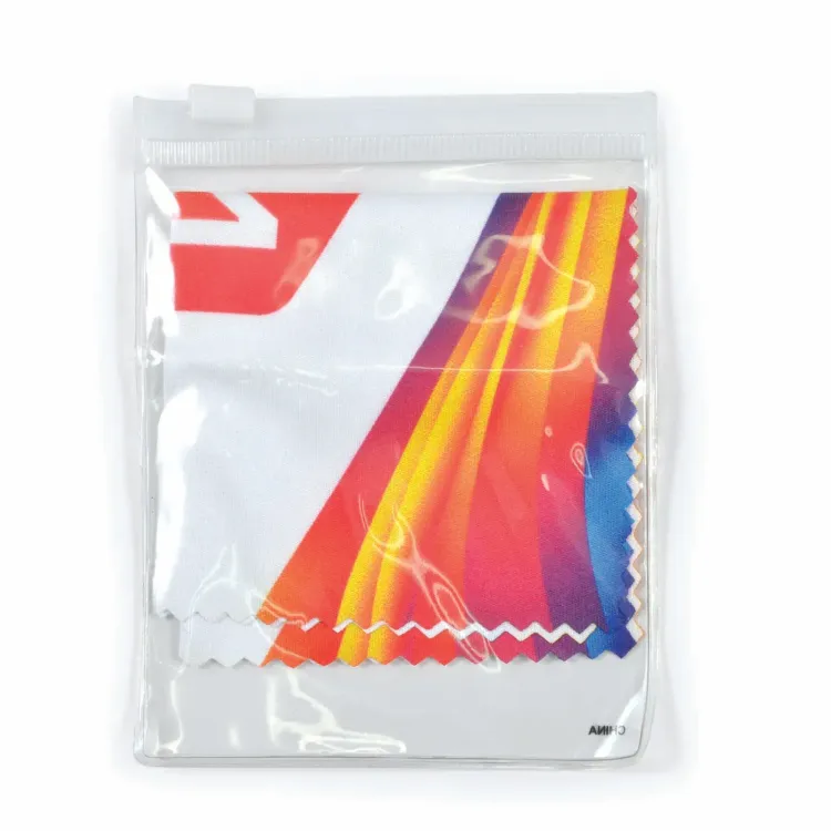 Zig Zag RPET Microfibre Lens Cloth - White/Clear Pouch