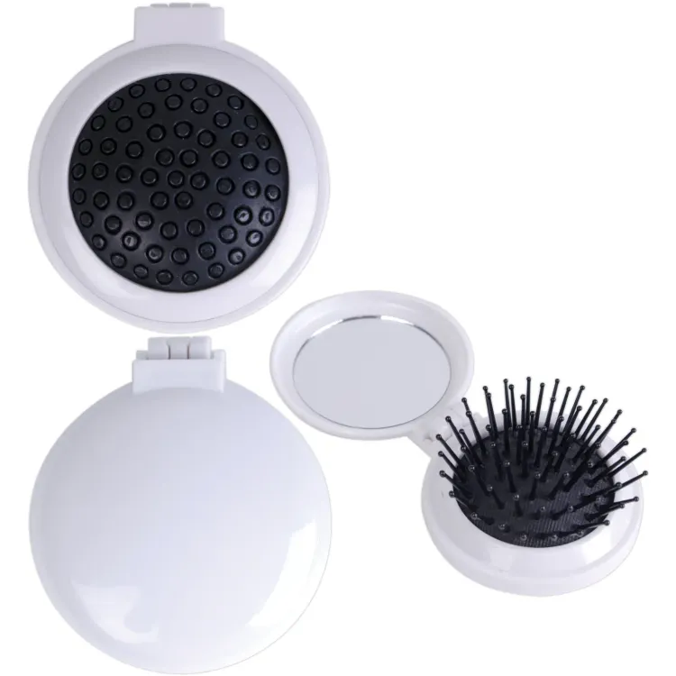 Compact Pop Up Brush / Mirror Set - White