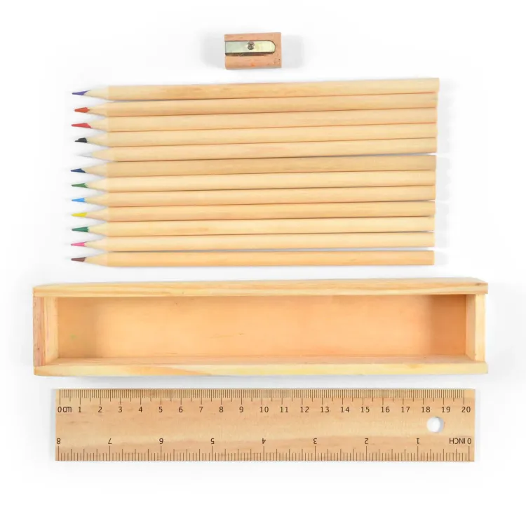 Panorama Coloured Pencil Set - Open with ruler