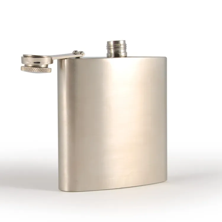 Stainless Steel Hip Flask - Angle Front Open no logo