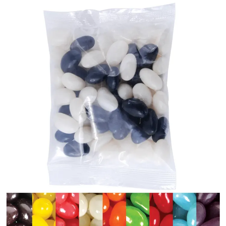 Corporate Colour Mini Jelly Beans in 50 Gram Cello Bag - Clear/Corporate Colour