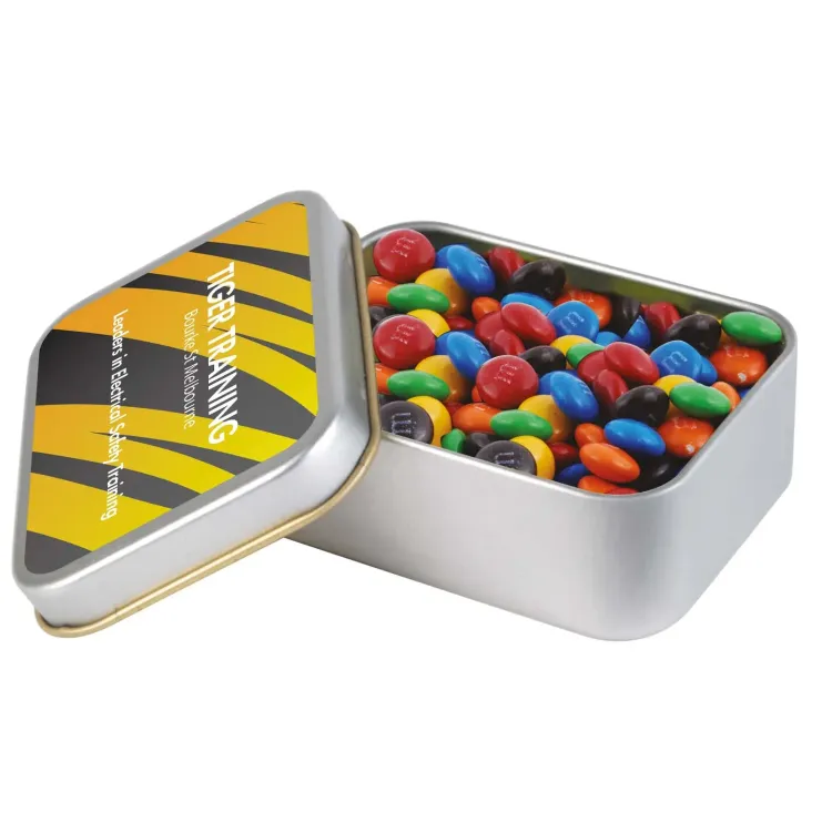 M&M's in Silver Rectangular Tin - M&M's in Silver Rectangular Tin