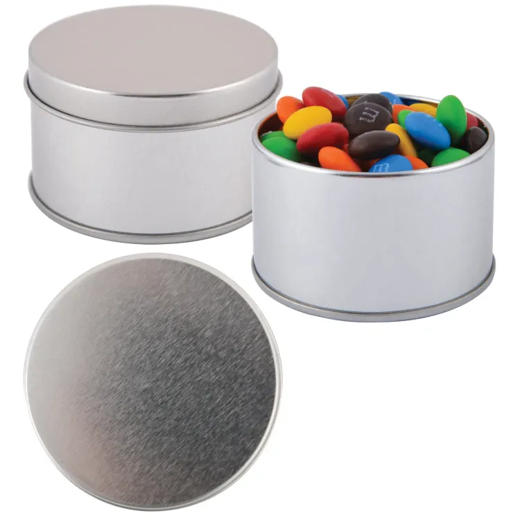 M&M's in Silver Round Tin - Silver/Assorted