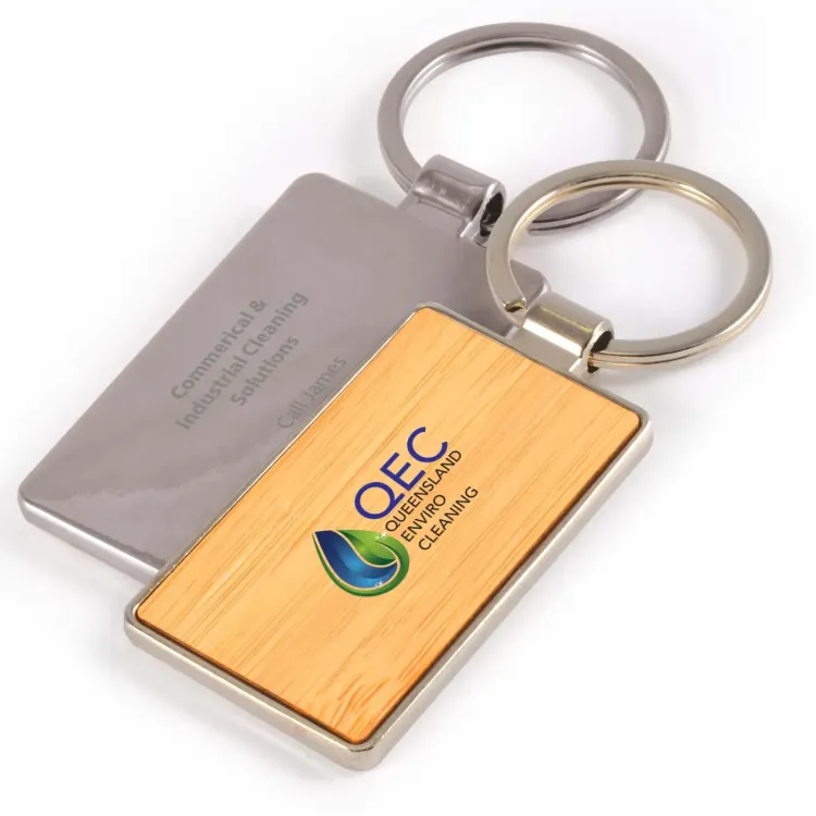 Rectangle Bamboo Zinc Keytag - Rectangle Bamboo Zinc Keytag