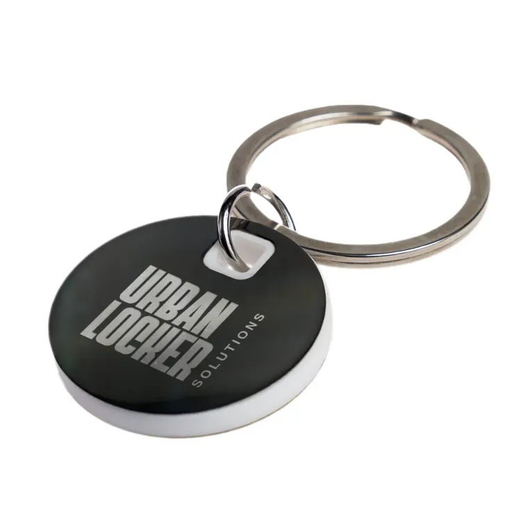 Circle Stainless Steel Keytag - Laser Engrave White