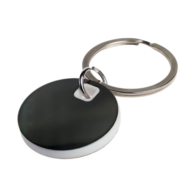 Circle Stainless Steel Keytag - White 2