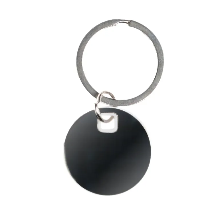 Circle Stainless Steel Keytag - White