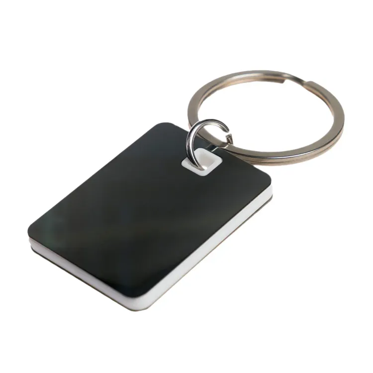 Rectangle Stainless Steel Keytag - White 2