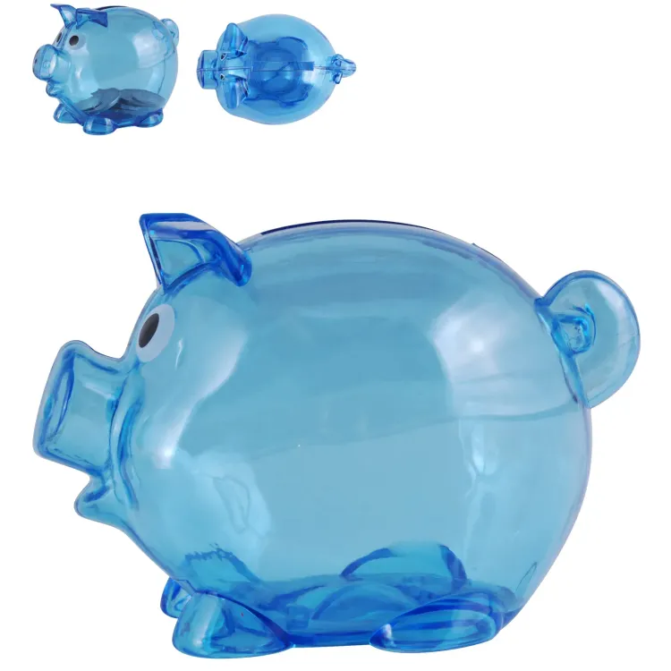 World's Smallest Pig Coin Bank - Transparent Blue