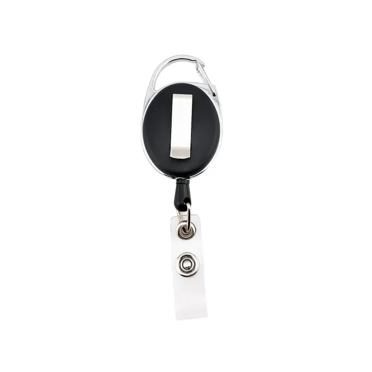 Premium Retractable ID Badge Holder - Black Back