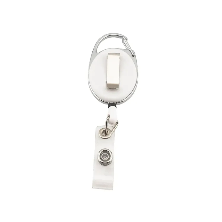 Premium Retractable ID Badge Holder - White Back