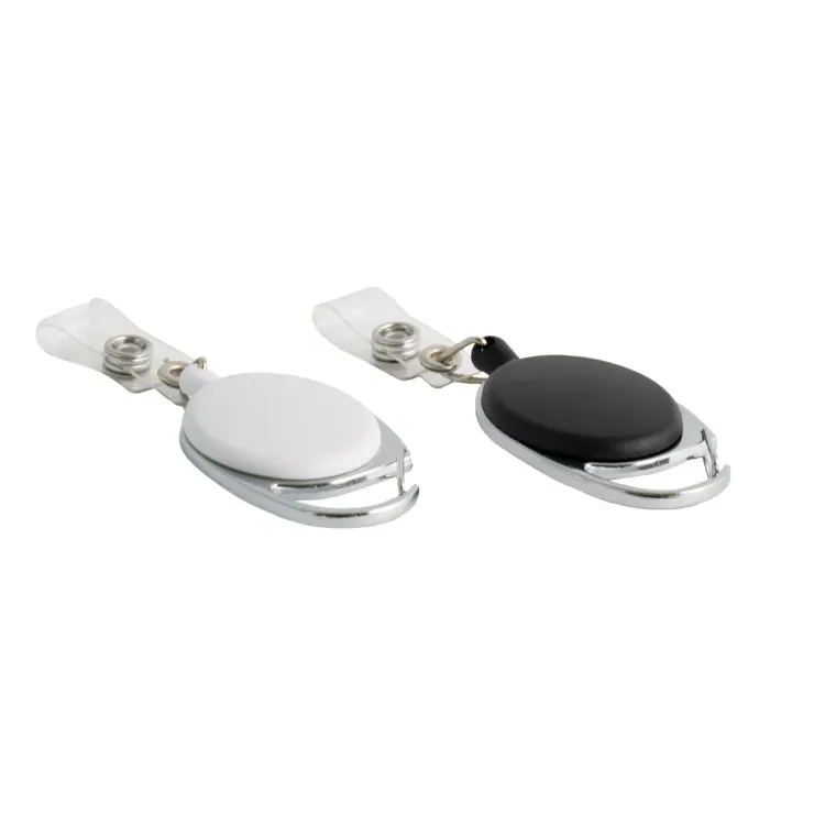 Premium Retractable ID Badge Holder - White and Black