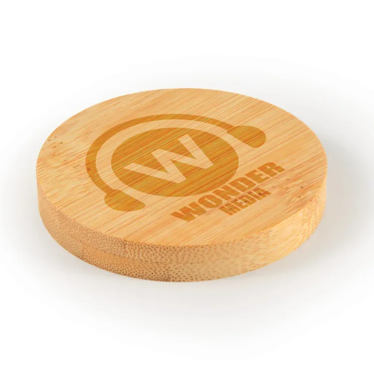 Discus Bamboo Bottle Opener Coaster  - Angle Front