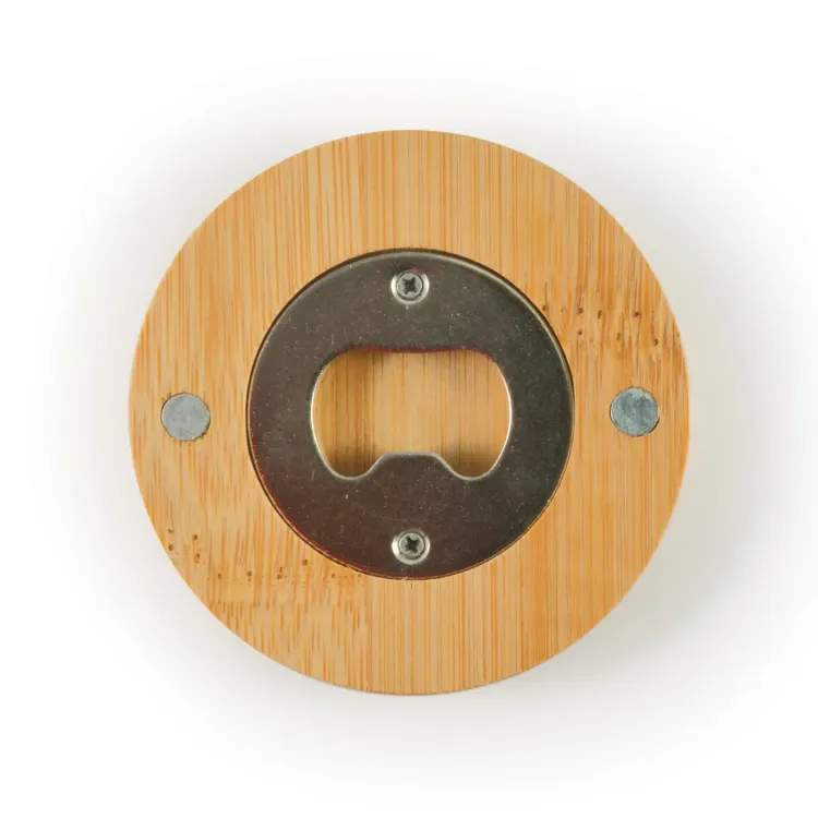 Discus Bamboo Bottle Opener Coaster  - Back