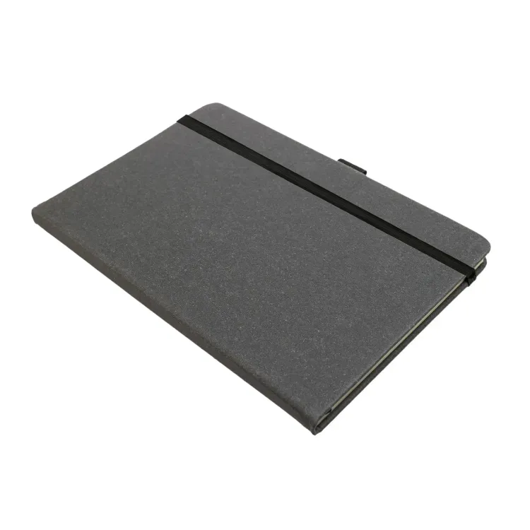 Astro Hard Cover Recycled Leather Notebook  - Grey with Strap