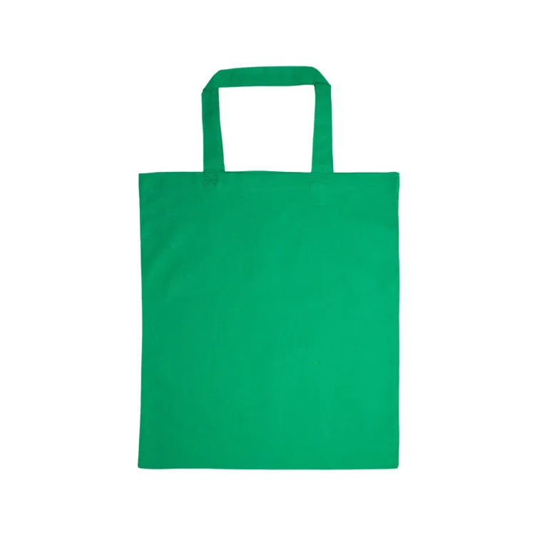 Coloured Cotton Short Handle Tote Bag - Green