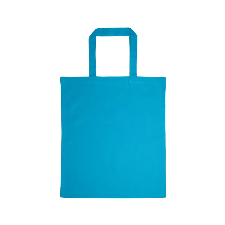 Coloured Cotton Short Handle Tote Bag - Light Blue