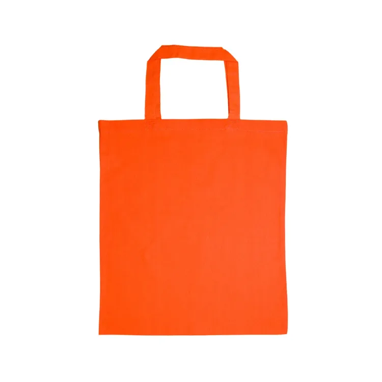 Coloured Cotton Short Handle Tote Bag - Orange