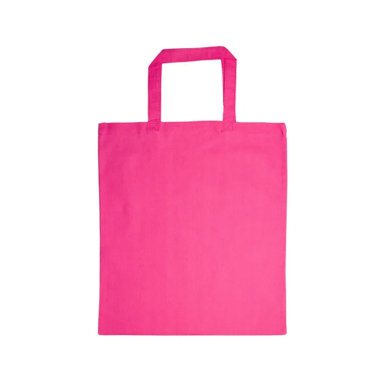 Coloured Cotton Short Handle Tote Bag - Pink