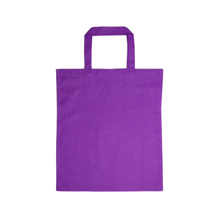 Coloured Cotton Short Handle Tote Bag - Purple