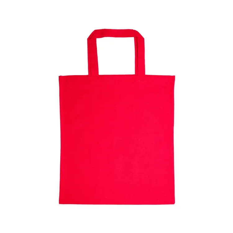 Coloured Cotton Short Handle Tote Bag - Red