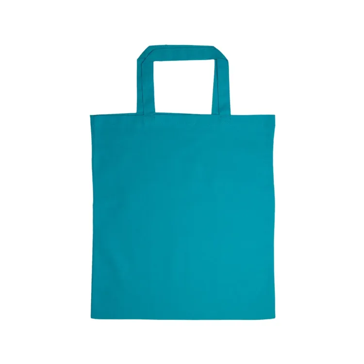Coloured Cotton Short Handle Tote Bag - Teal