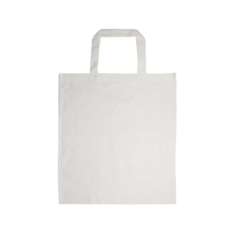 Coloured Cotton Short Handle Tote Bag - White