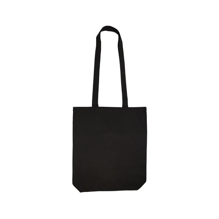 Coloured Cotton Long Handle Bag - Black