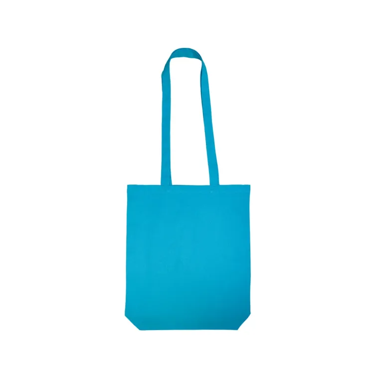 Coloured Cotton Long Handle Bag - Light Blue