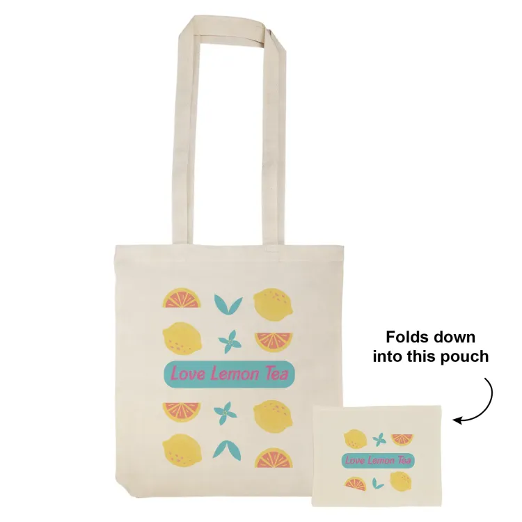 City Shopper Folding Calico Bag (LH) - Bag Isolated with Pouch