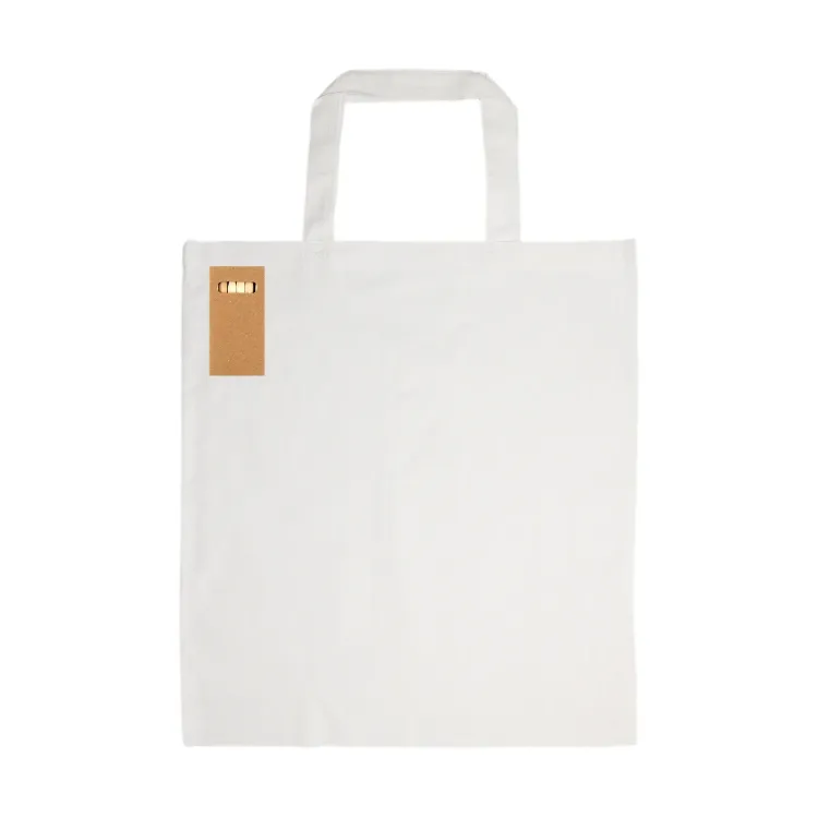 Colouring Short Handle Cotton Bag & Pencils - White/Natural