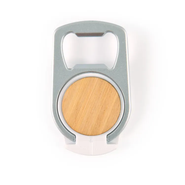Lager Bottle Opener Phone Stand - White/Bamboo