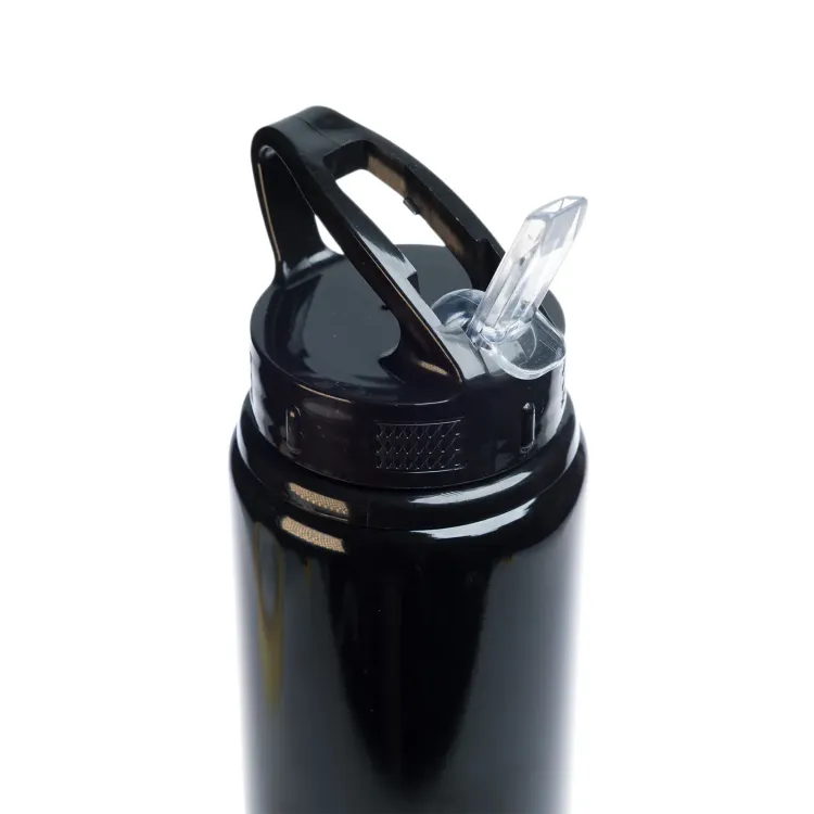 Amore 500ml Junior Bottle - Flip Straw Lid - Black Lid Open