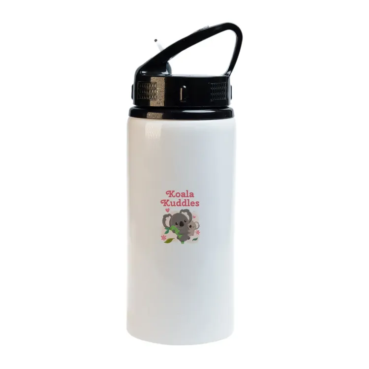 Amore 500ml Junior Bottle - Flip Straw Lid - White Digital Print
