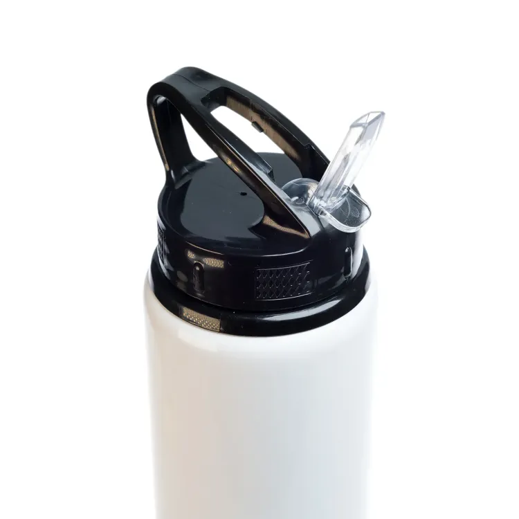 Amore 500ml Junior Bottle - Flip Straw Lid - White Lid Open