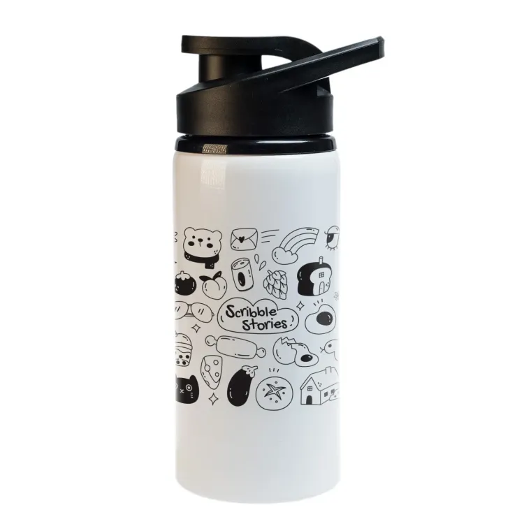 Amore 500ml Junior Bottle - Free Flow Lid - White Screen Print