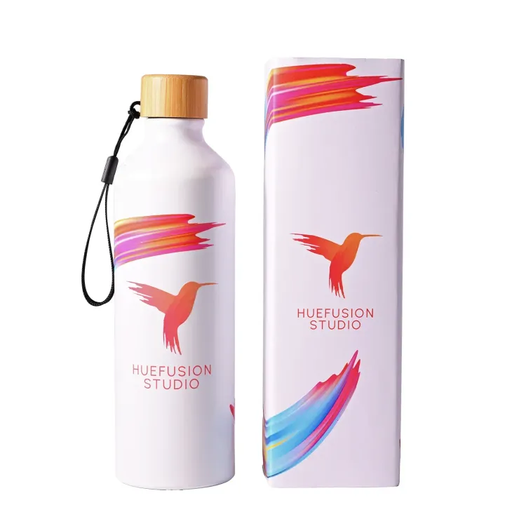 Gelato Aluminium Bottle with Bamboo Lid - Digital Sleeve on Box