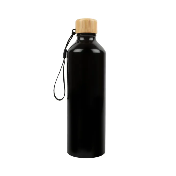 Gelato Aluminium Bottle with Bamboo Lid - Matte Black